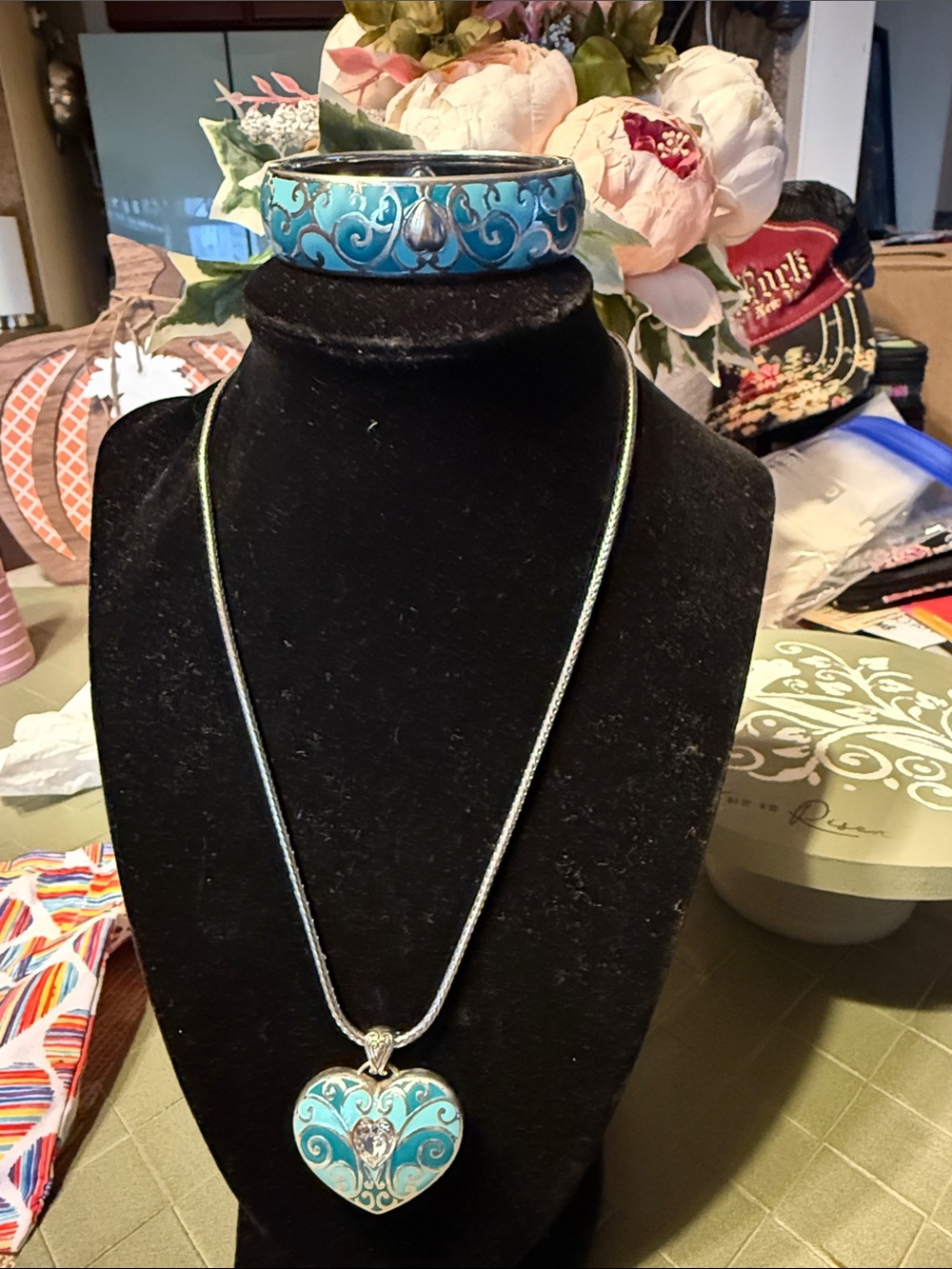 Brighton Turquoise Enamel Heart Pendant Necklace and Bangle